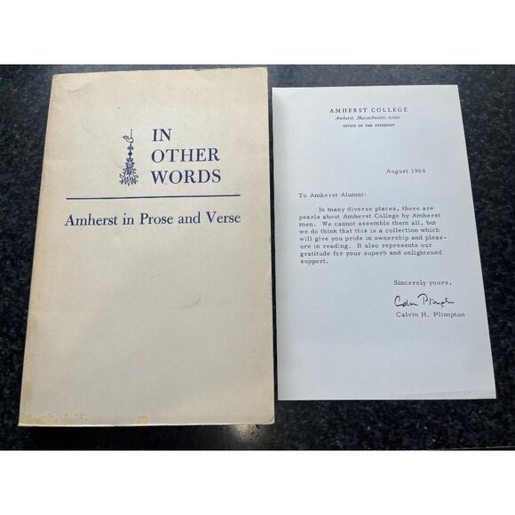 In Other Words: Amherst in Prose and Verse HEWLETT, Horace W. Letter Plimpton - Picture 1 of 4